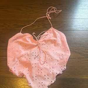 Pink Eyelet Halter Top